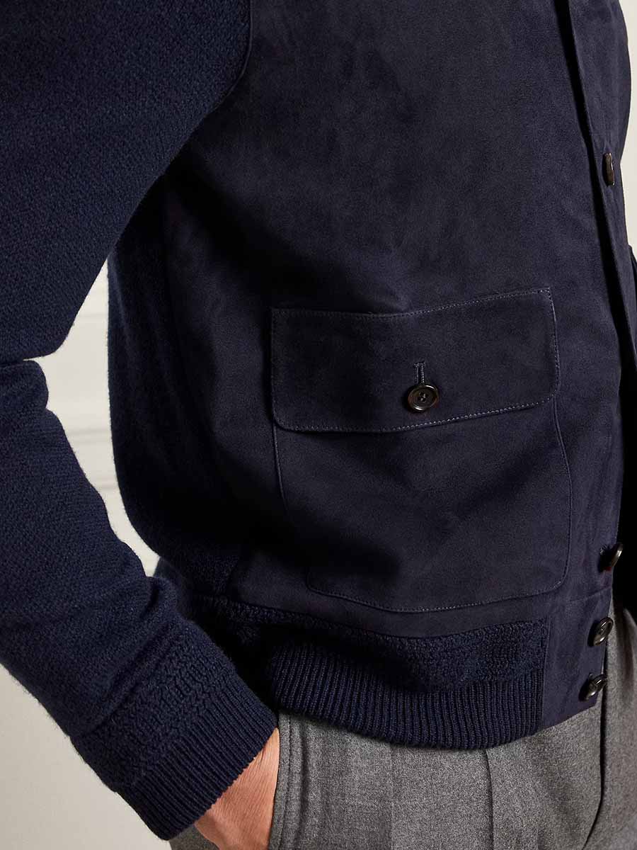 Suede-Front Cashmere Cardigan 3