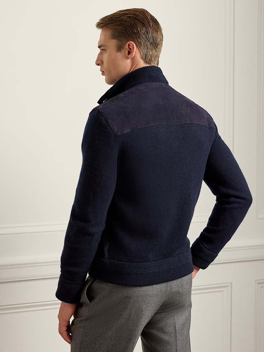 Suede-Front Cashmere Cardigan 5