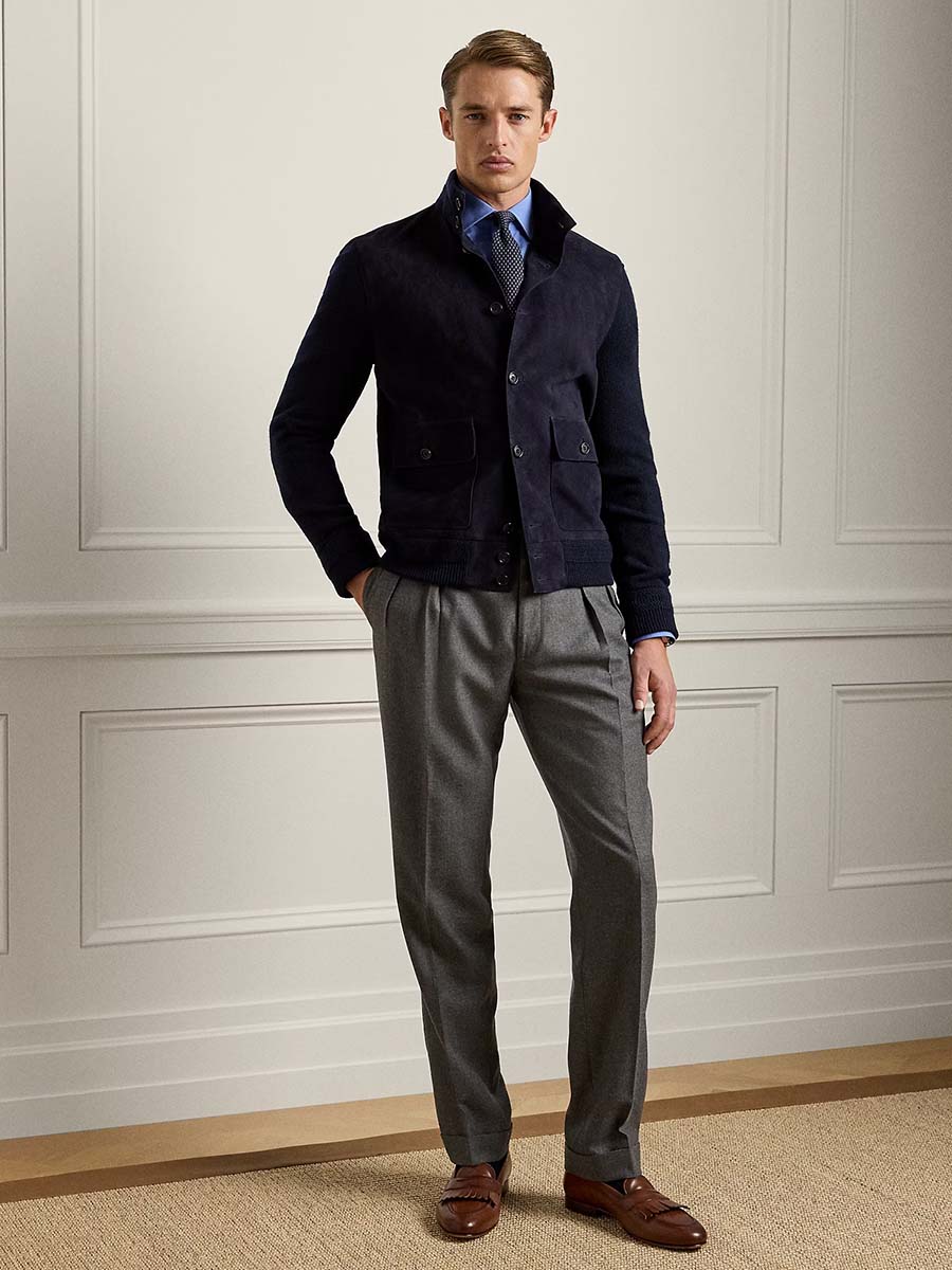 Suede-Front Cashmere Cardigan 6