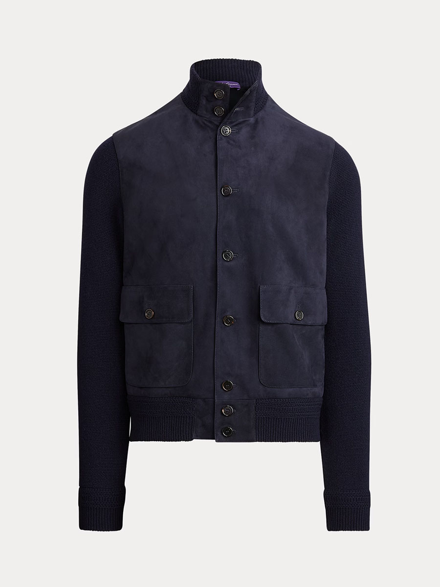 Suede-Front Cashmere Cardigan 7