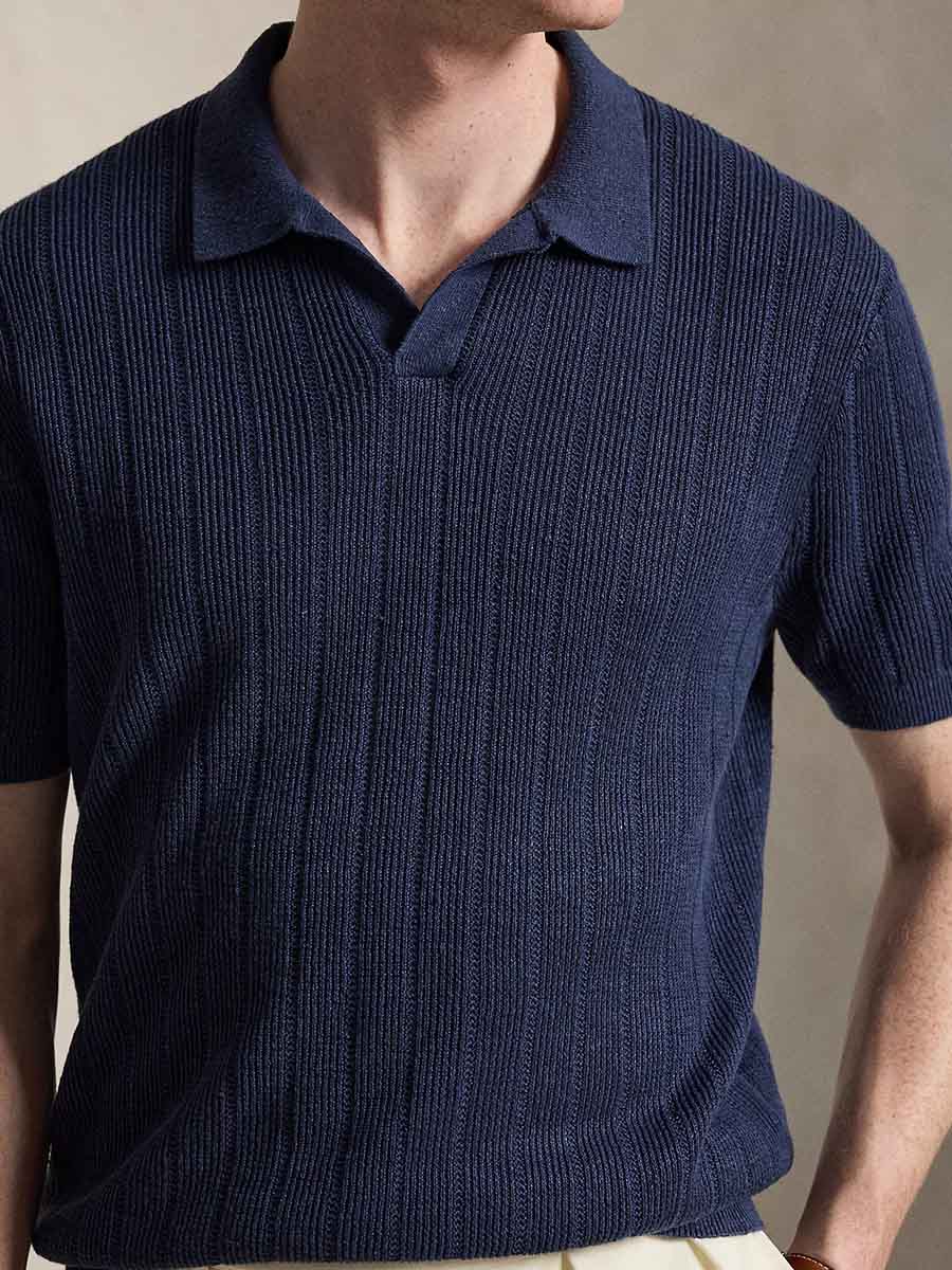 Linen Johnny-Collar Sweater 2