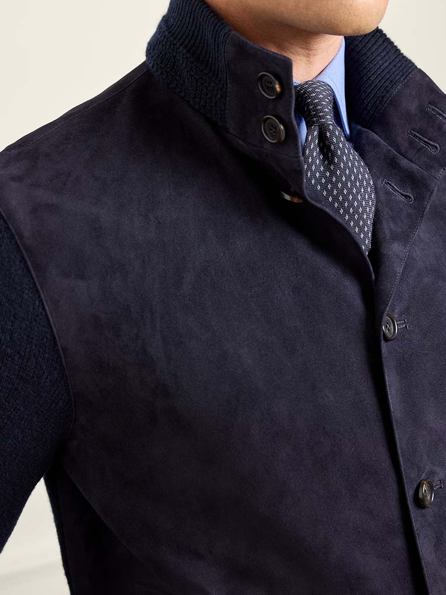 Suede-Front Cashmere Cardigan 4